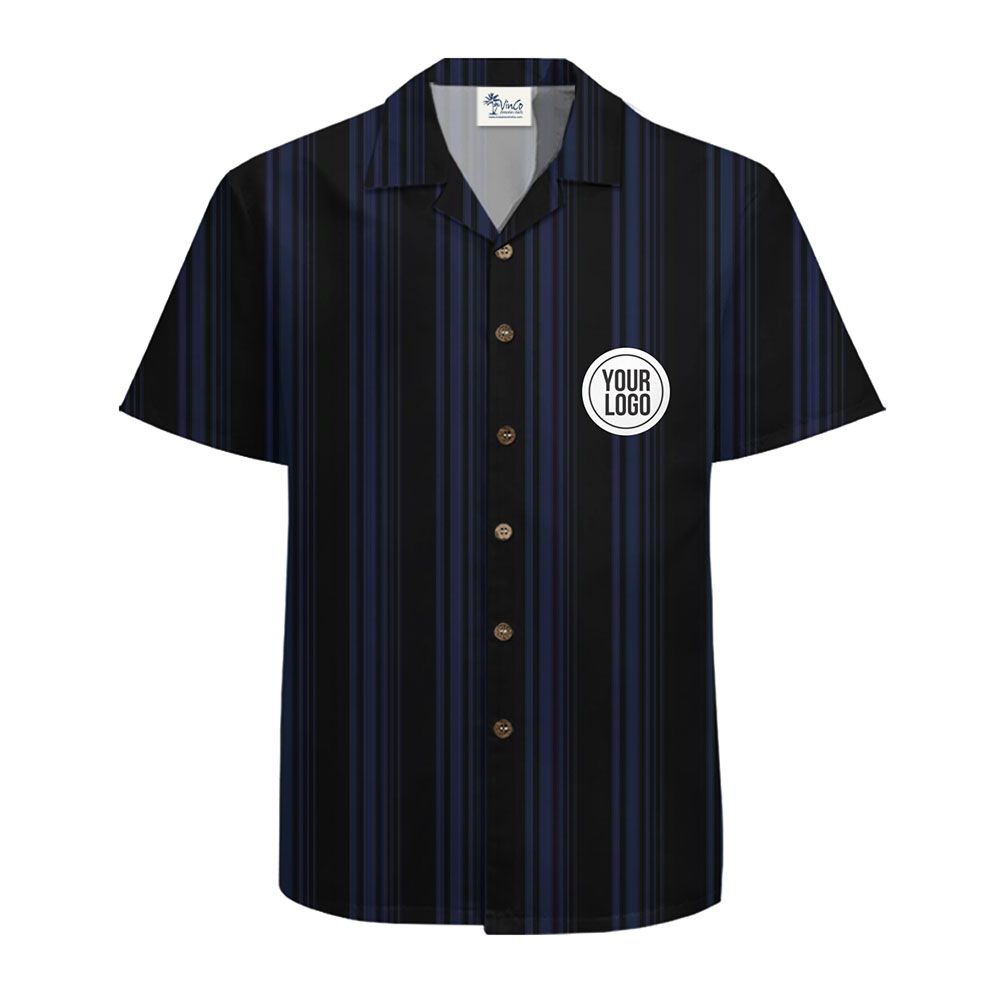 Classic Striped Hawaiian Shirt with Custom Business Logo Design
