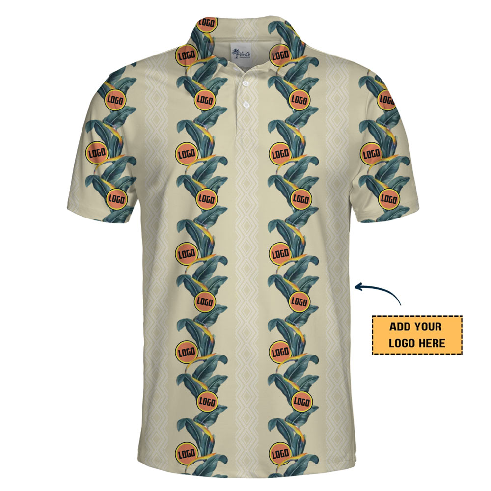 Custom Logo Border Floral Polo Shirt