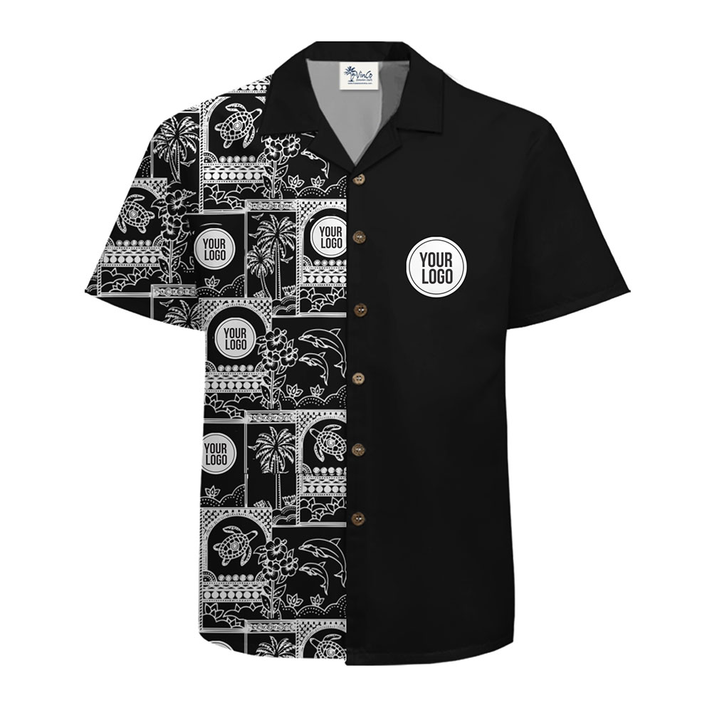Custom Logo Hawaiian Shirt with Unique Two-Tone Tropical Design