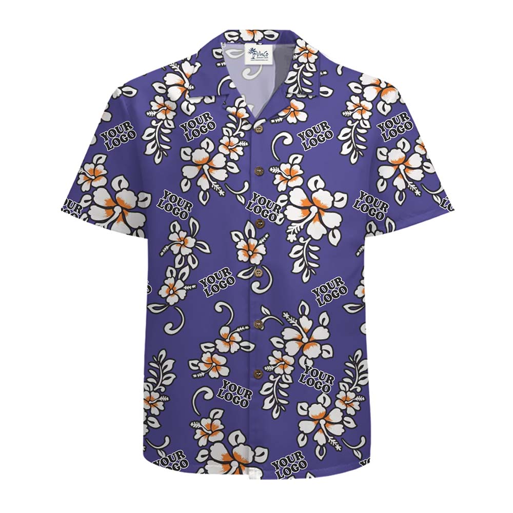 Royal Hibiscus Custom Logo Hawaiian Shirt With Preview