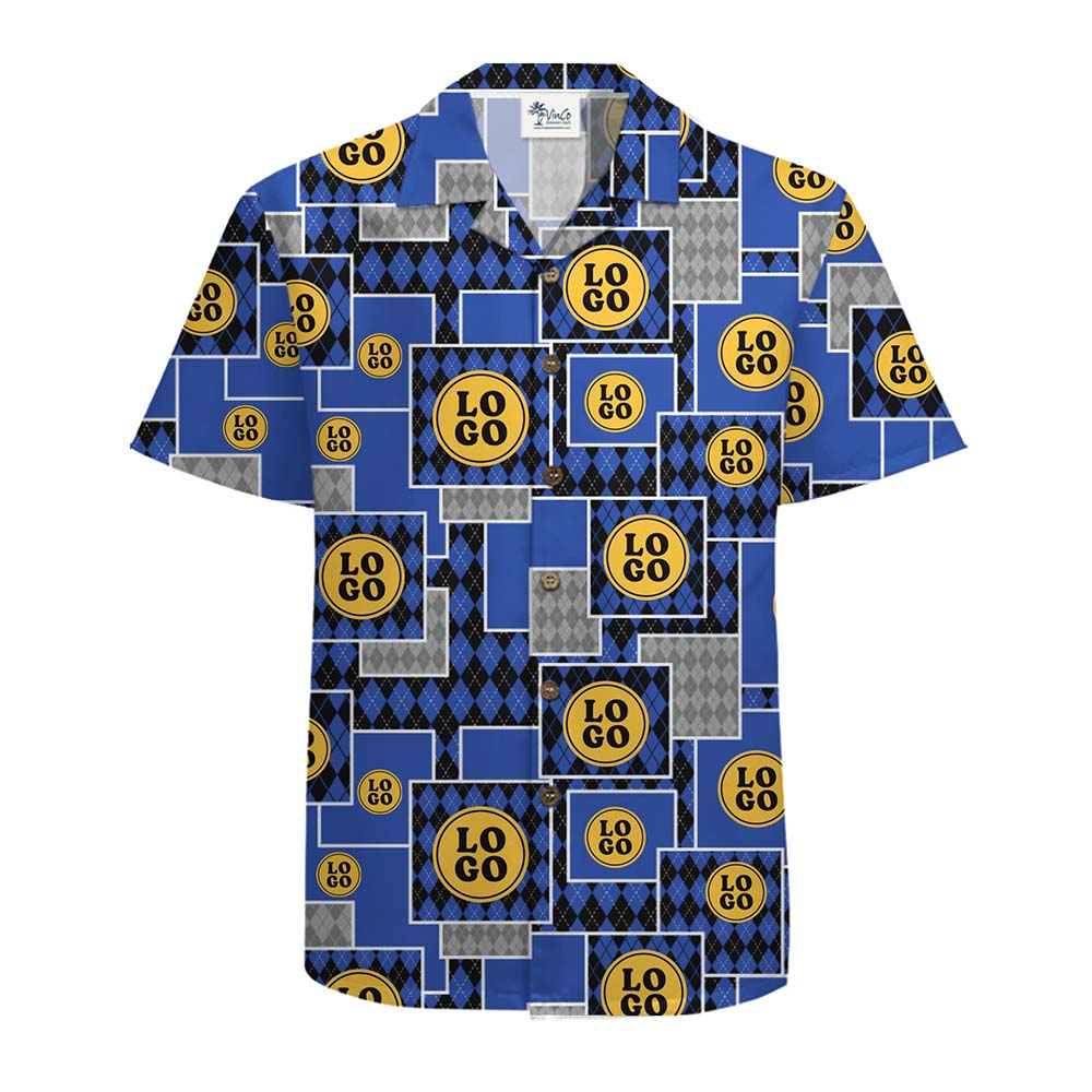 Full Print Custom Logo Aloha Shirt – Modern Geometric Style