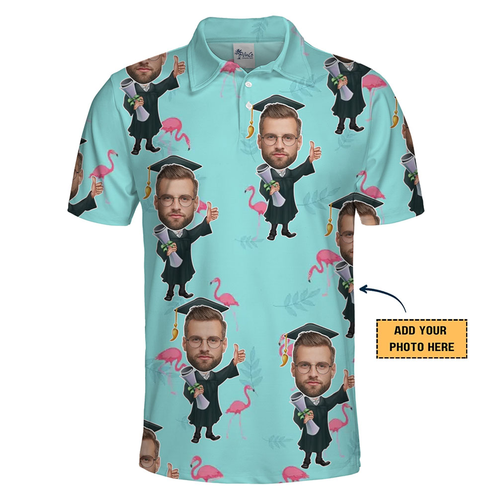 Custom Polo Shirt Graduation With Face And Live Preview