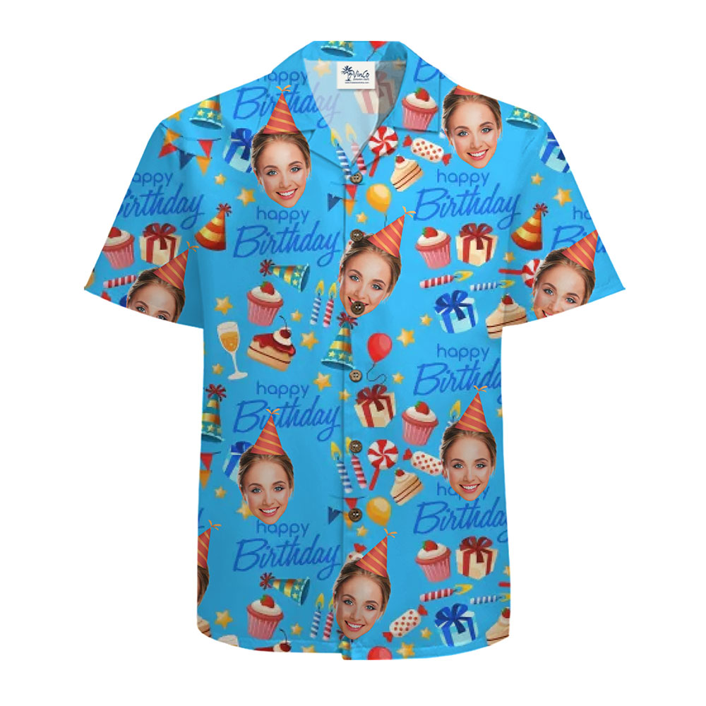 Fun Customized Hawaiian Shirt for Birthdays with Photos and Party Icons