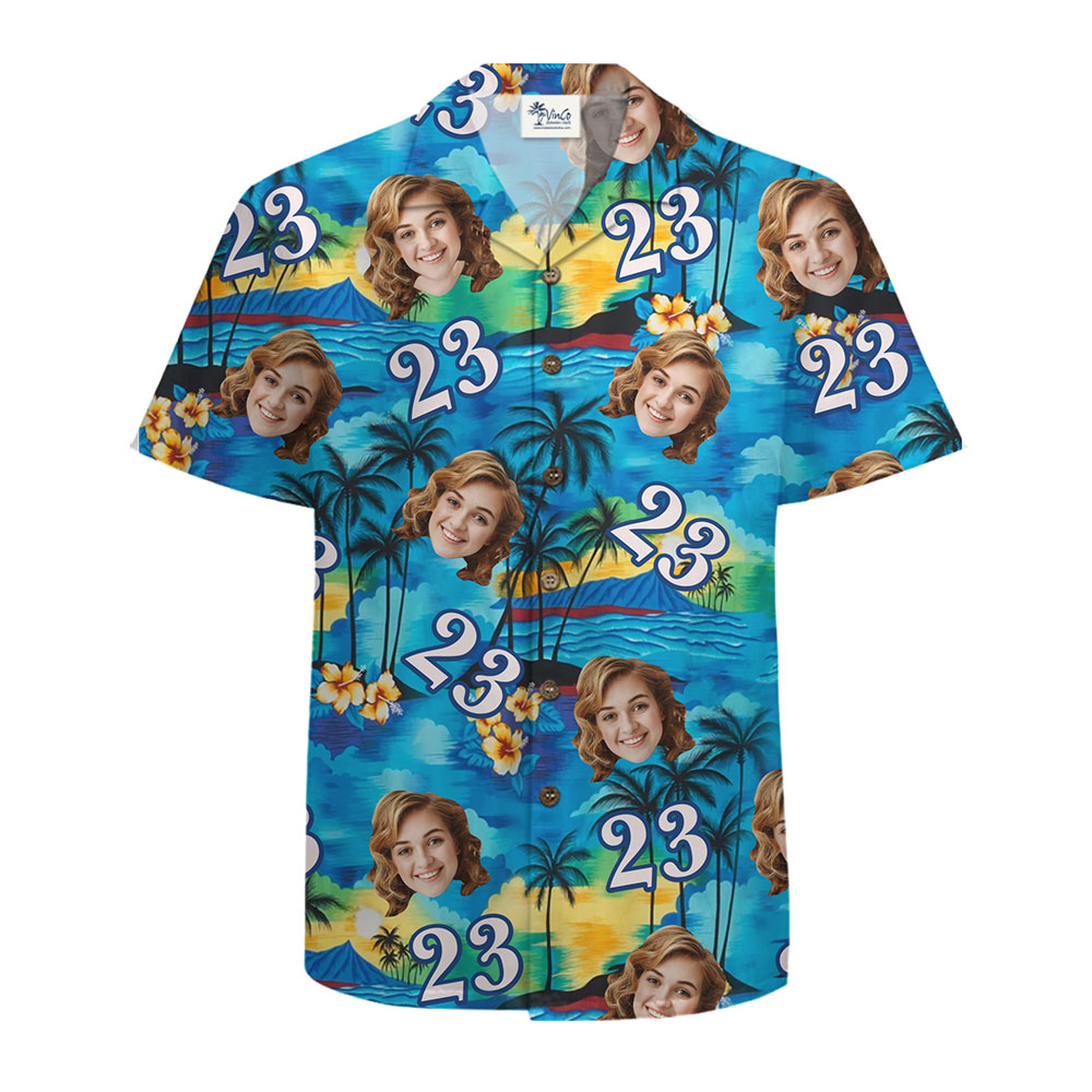 Custom Hawaiian Shirt with Photo and Age for Milestone Celebrations