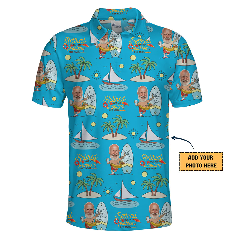 Fun Surf and Sail Retirement Shirt with Personalized Face
