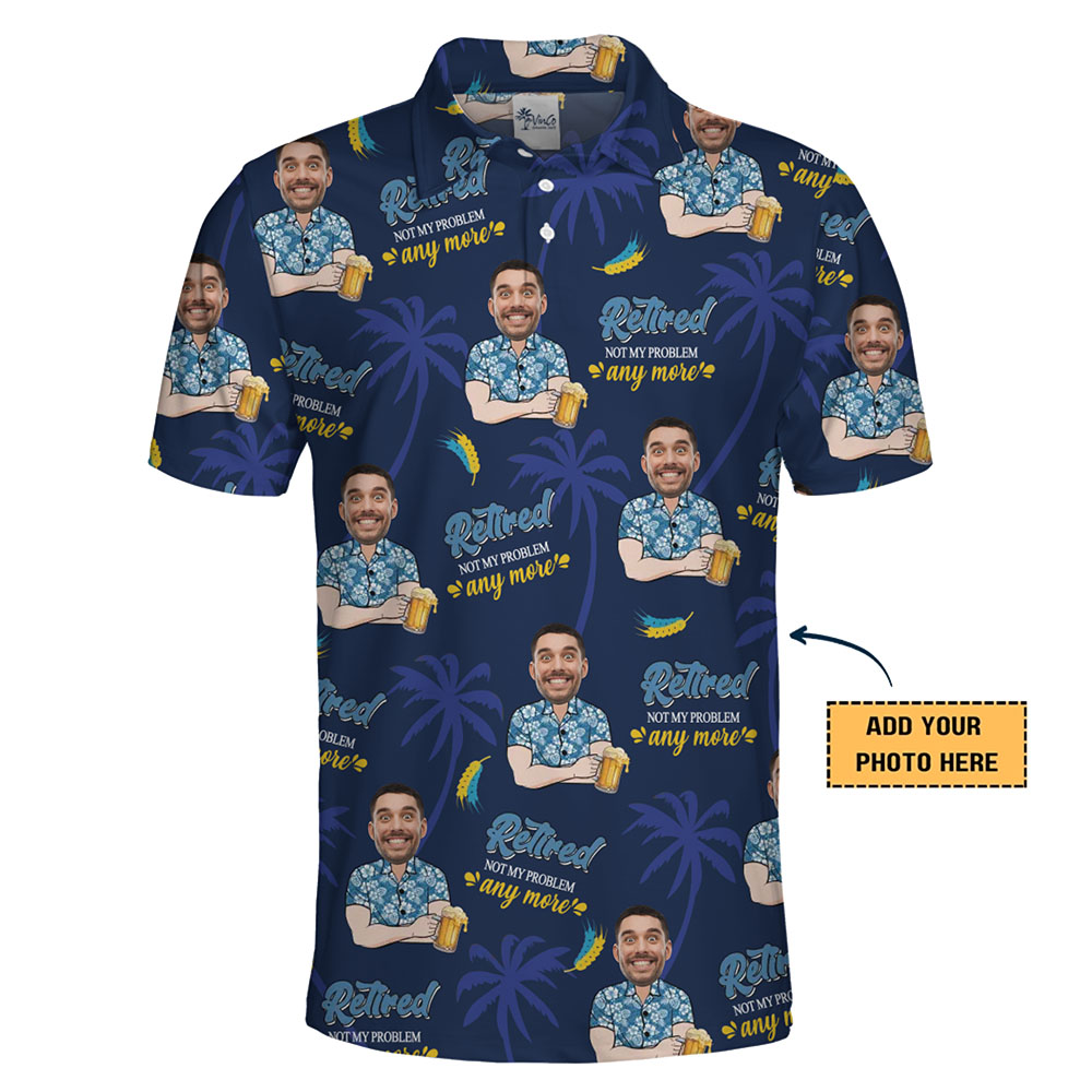 Custom Funny and Tropical Retirement Polo Shirt With Photo