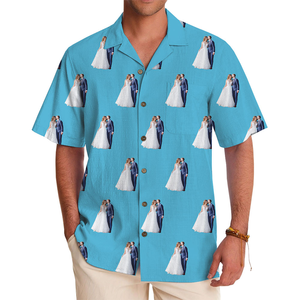 Custom Wedding Party Shirts with Groom and Bride Photo - variant image 1