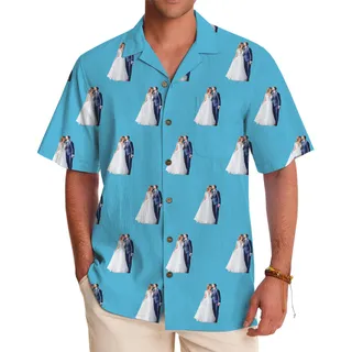 Custom Wedding Party Shirts with Groom and Bride Photo