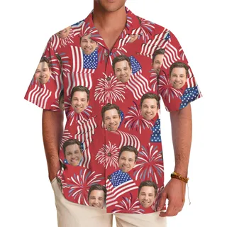 Custom Face American Pride Hawaiian Shirt With Instant Preview