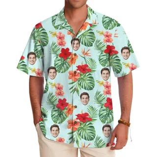 Custom Face Hibiscus Hawaiian Shirt With Coconut Buttons