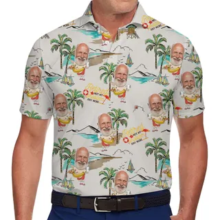 Personalized Retirement Paradise Theme Polo Shirt With Face