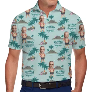 Funny Custom Face Tropical Retirement Print Polo Shirt
