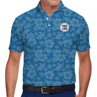 Customized Elegant Flower and Turtle Print Polo Shirt With Logo