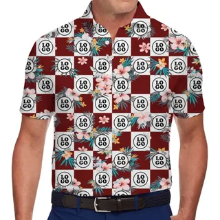 Floral Checkerboard Patterns Custom Logo Polo Shirt