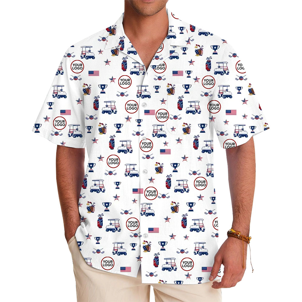 Custom Fourth Of July Golf Theme Hawaiian Shirt With Logo - variant image 1