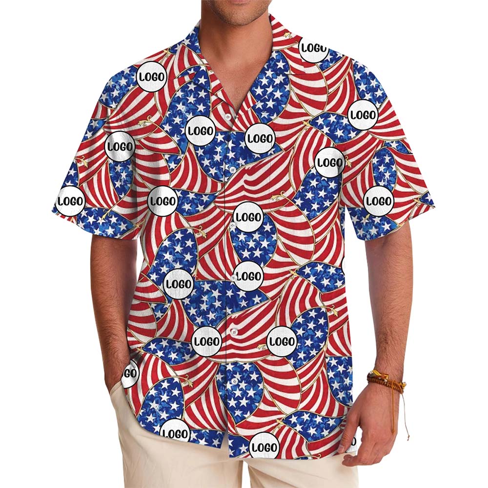 American Flag Hawaiian Shirt With Custom Logo No Minimum - variant image 1