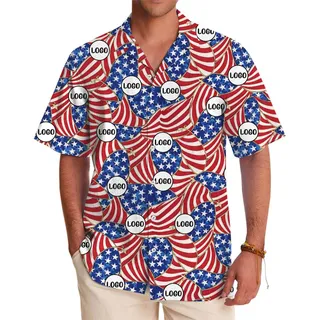 American Flag Hawaiian Shirt With Custom Logo No Minimum