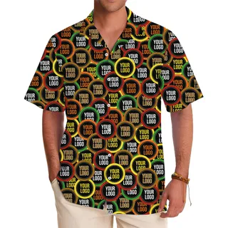 Trendy Custom Logo Pattern Hawaiian Shirt for Casual Branding