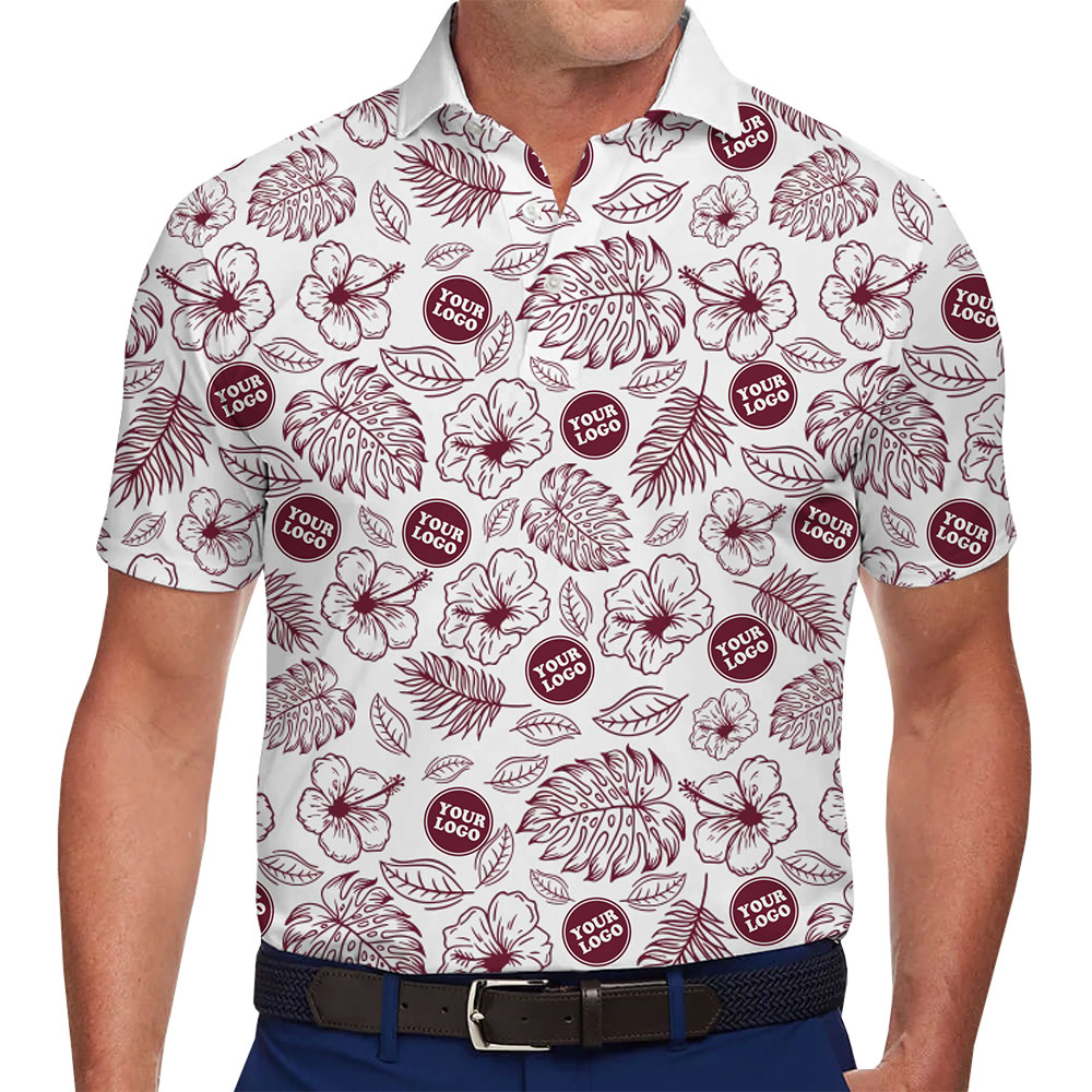Custom Floral Collared Polo Shirt With 2 Logos - variant image 1