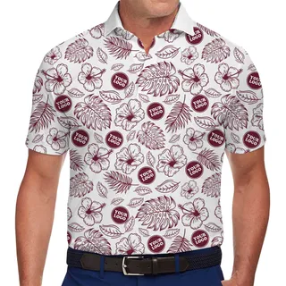 Custom Floral Collared Polo Shirt With 2 Logos