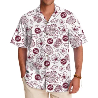 Custom 2 Logo Floral Hawaiian Shirts With Preview