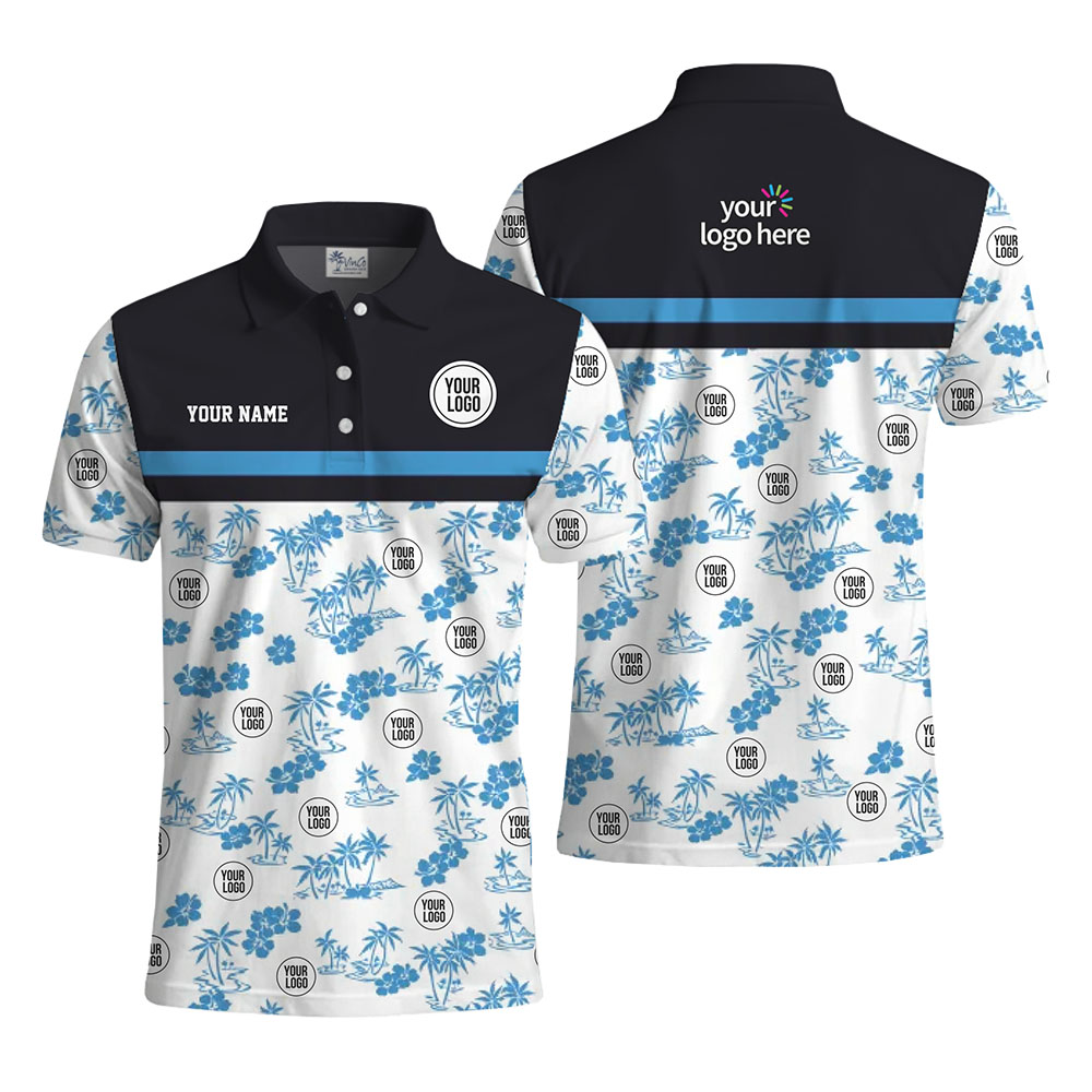 Pacific Stripe Custom Logo And Text Collared Polo Shirt - variant image 1