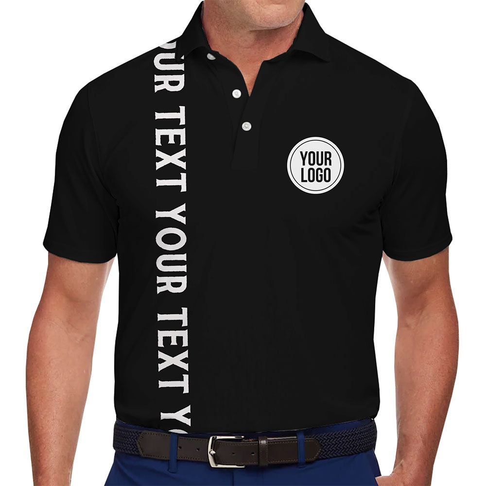Professional Black Polo Shirt with Bold Text and Logo Personalization - variant image 1