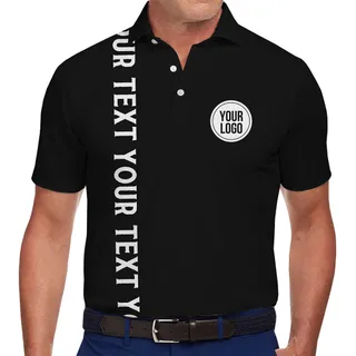Professional Black Polo Shirt with Bold Text and Logo Personalization
