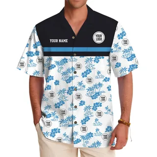 Custom Logo And Text Island Hawaiian Shirt With Coconut Buttons