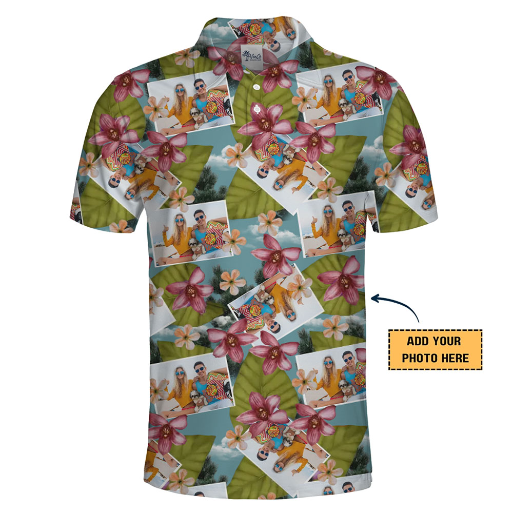 Aloha Floral Polo Shirt With Personalized Photos No Minimum