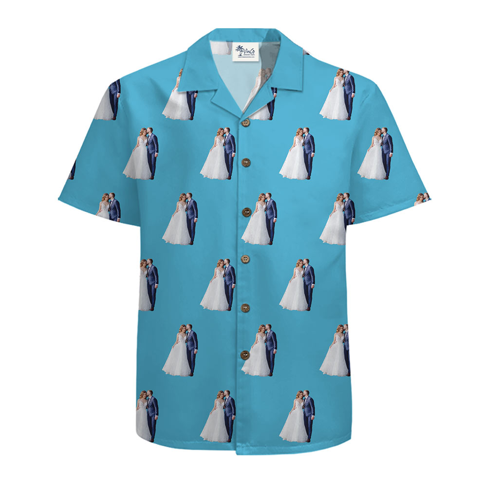 Custom Wedding Party Shirts with Groom and Bride Photo