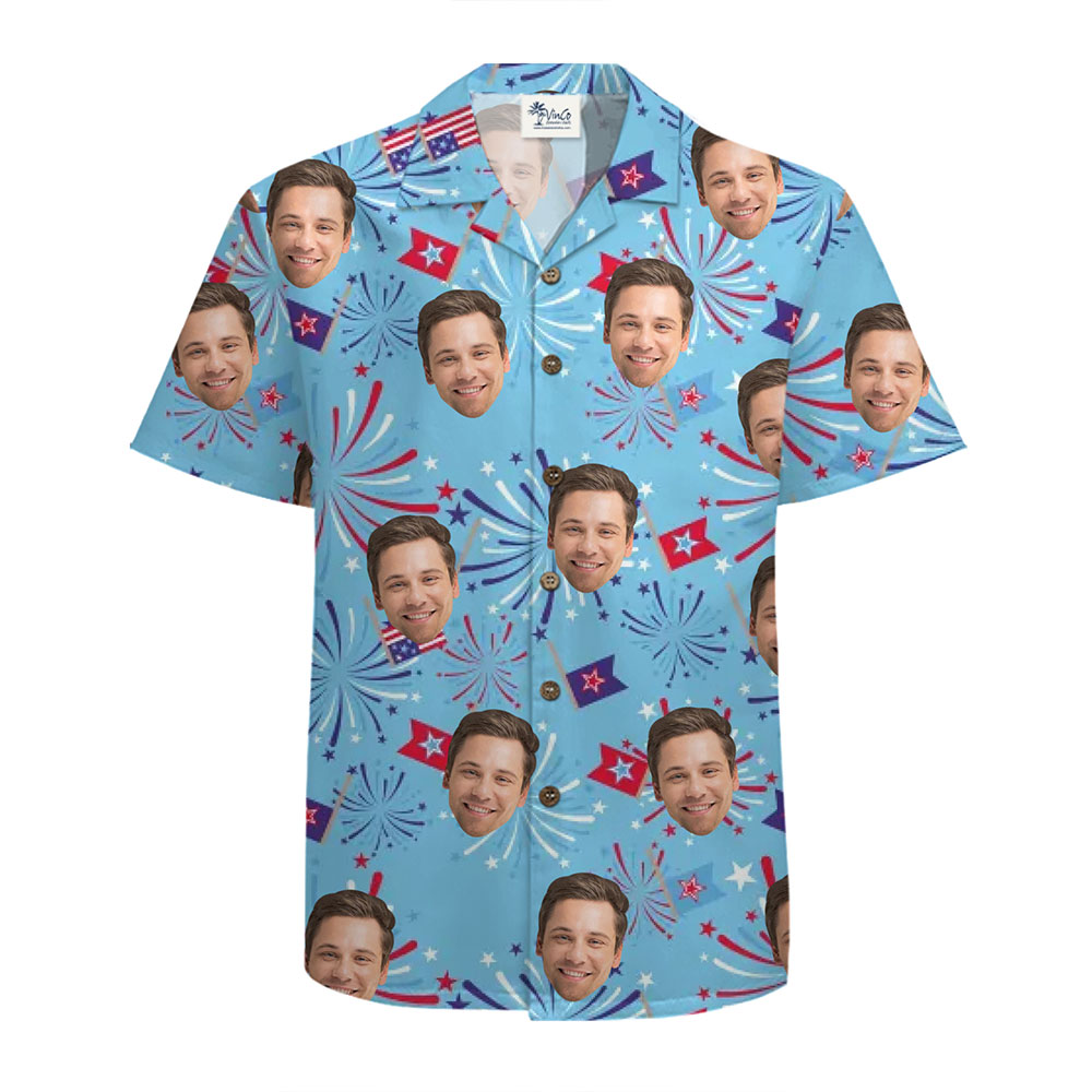 Custom Face American Pride Hawaiian Shirt With Instant Preview