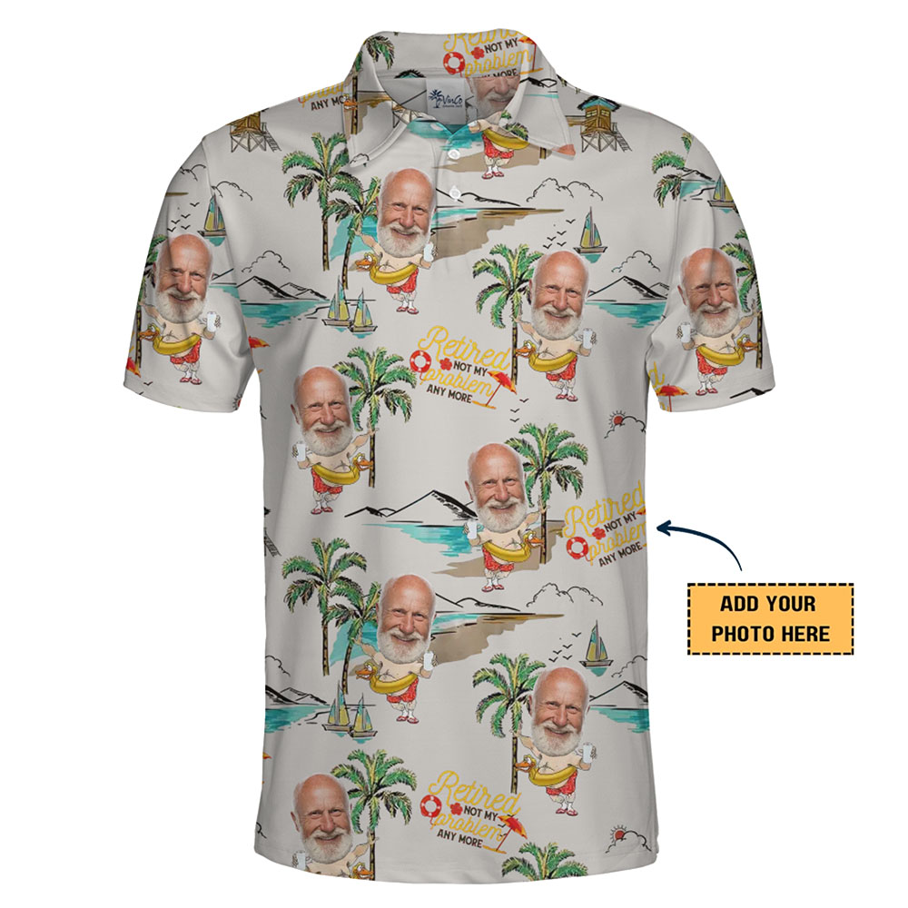 Personalized Retirement Paradise Theme Polo Shirt With Face