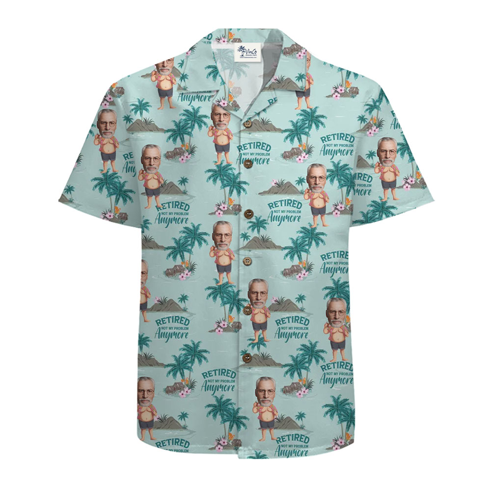 Custom Face Retirement Theme Hawaiian Shirt with Humorous Design