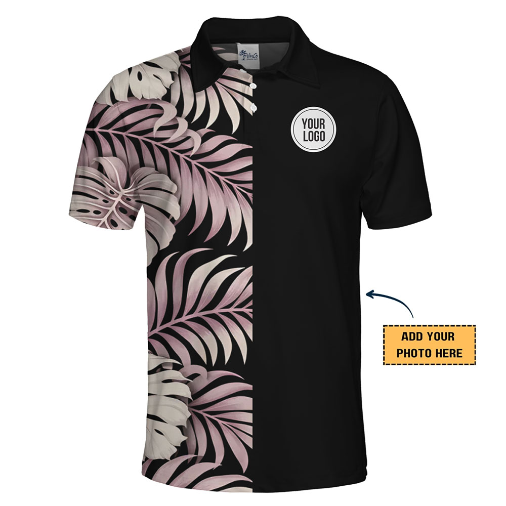Custom Monstera Leaf Polo Shirt With Company Logo