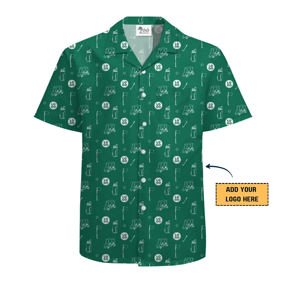 Golf Themed Hawaiian Shirt With Personalized Logo No Minimum