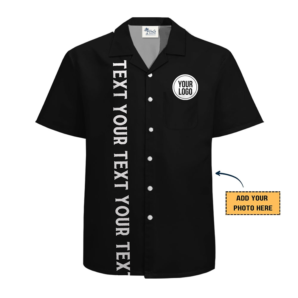 Premium Black Shirt with Bold Custom Text and Personalized Logo