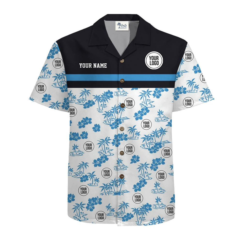 Custom Logo And Text Island Hawaiian Shirt With Coconut Buttons