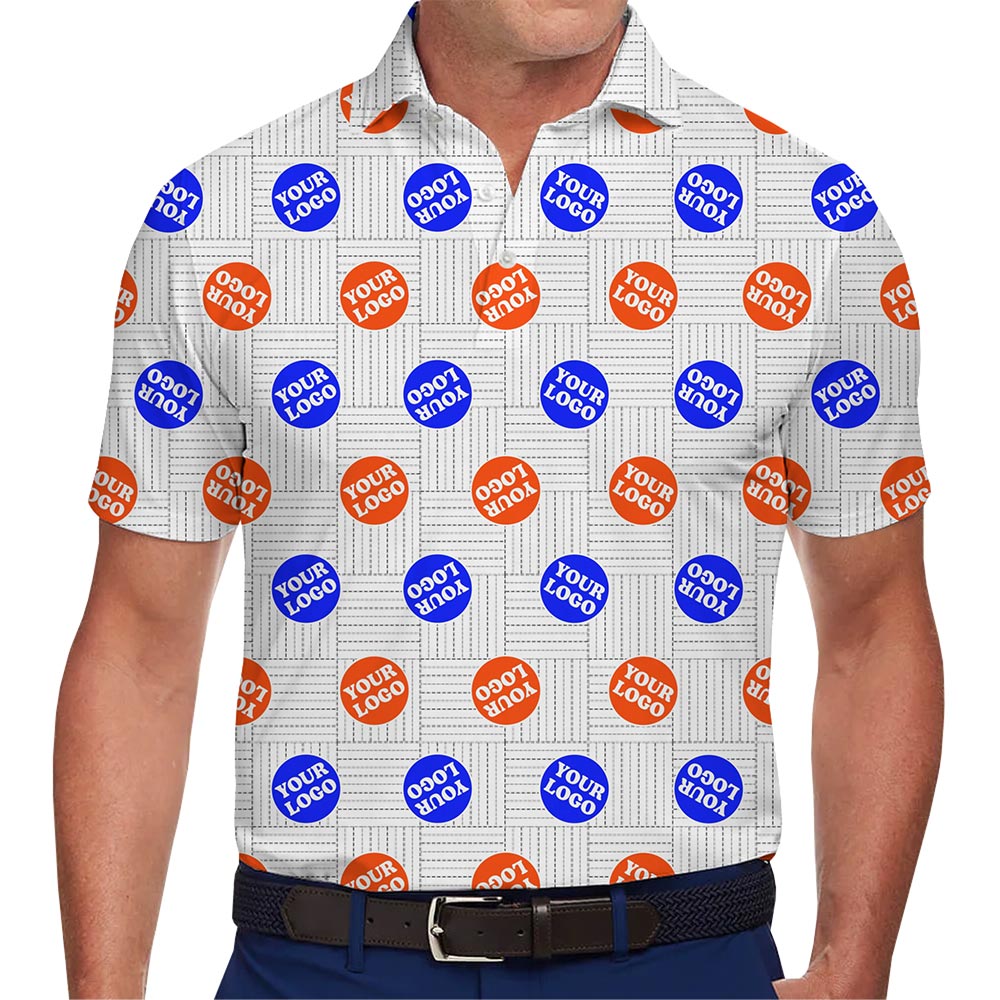 Geometric Grid Custom Logo Polo Shirt - variant image 1