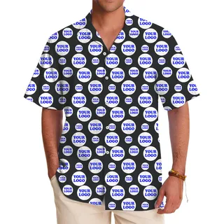 Custom Scattered Logo Hawaiian Shirt Instant Preview