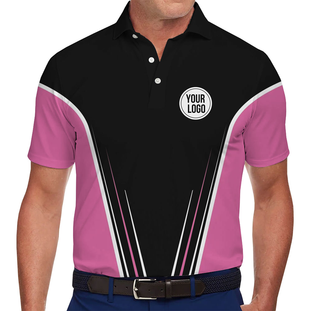 Premium Custom Polo Shirt with Stylish Black and Pink Panels - variant image 1