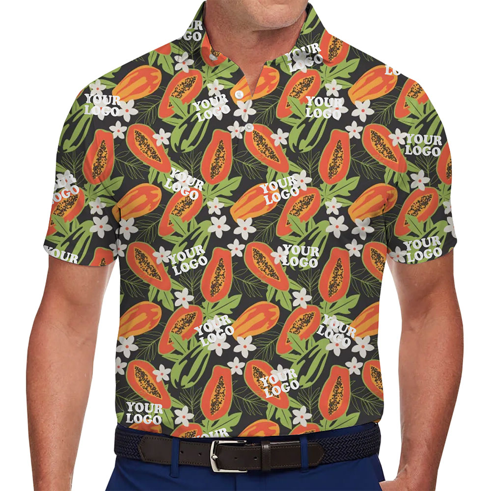 Customizable Papaya-Themed Hawaiian Shirt with Logo Placement Option - variant image 1