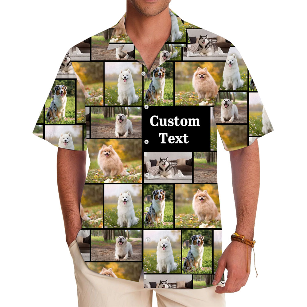 Custom Photo Collage Hawaiian Shirt with Personalized Text - variant image 1
