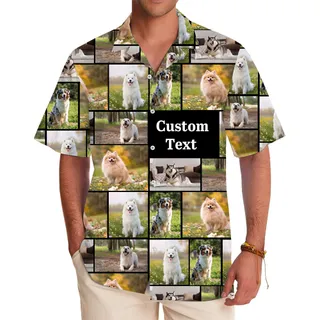 Custom Photo Collage Hawaiian Shirt with Personalized Text