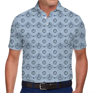 Custom Repeating Logo Light Blue Polo Shirt
