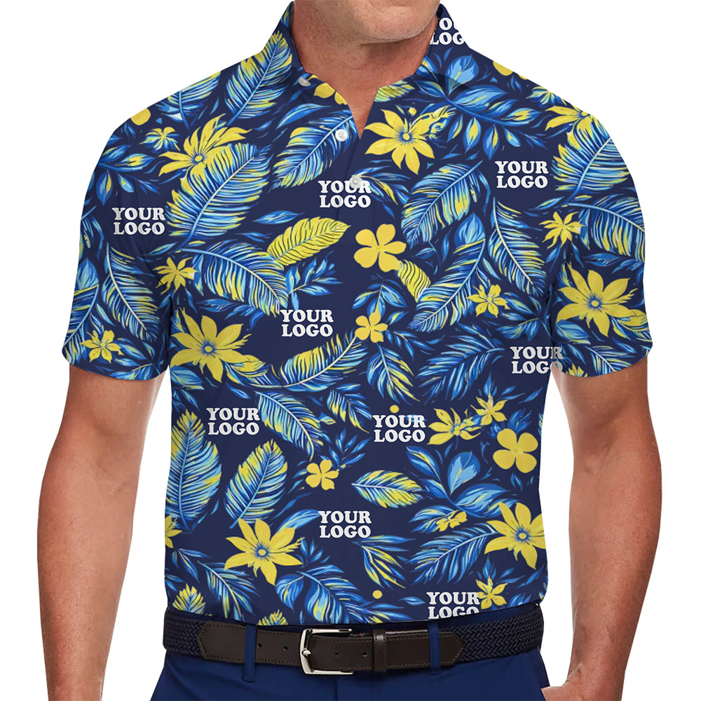 Custom Colorful Flower Polo Shirt With Logo Live Preview - variant image 1