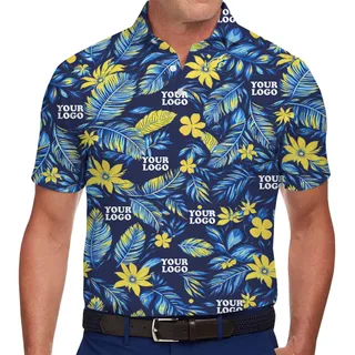 Custom Colorful Flower Polo Shirt With Logo Live Preview