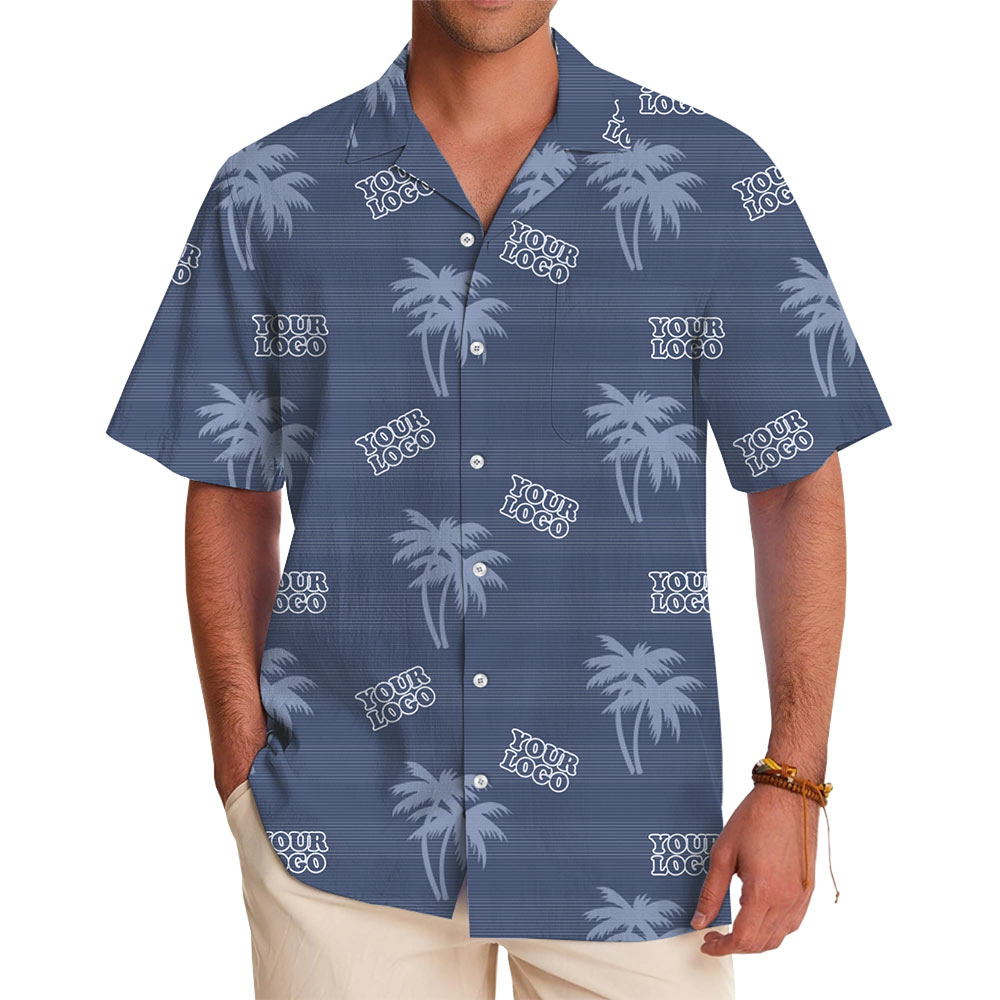 Blue Palm Tree Hawaiian Shirt Personalized Logo - variant image 1