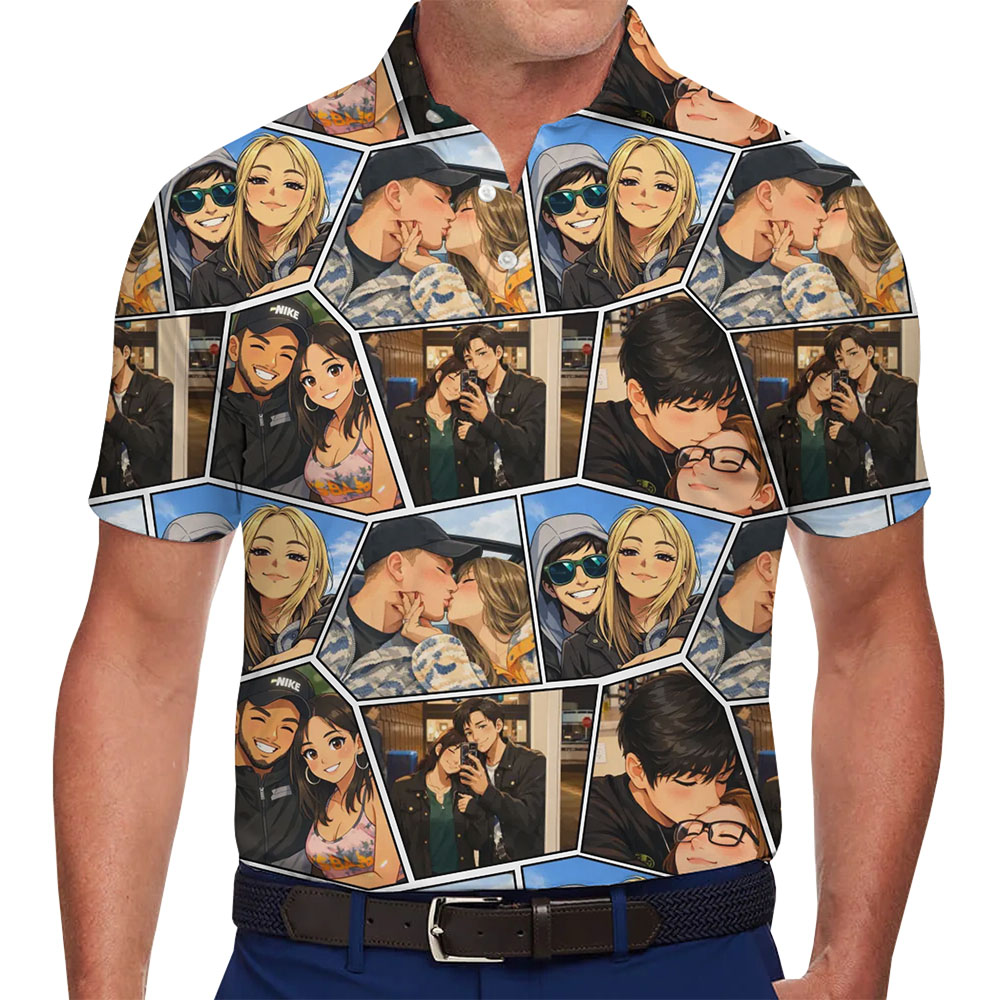 Personalized Photo Collage Polo Shirt With Instant Preview - variant image 1