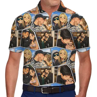 Personalized Photo Collage Polo Shirt With Instant Preview